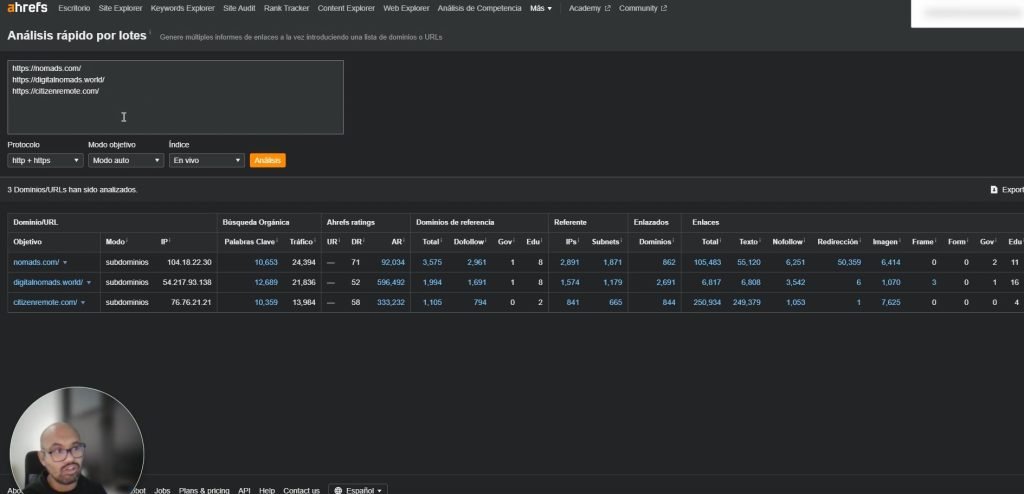 Comparar tu perfil y analizar backlinks de tu competencia