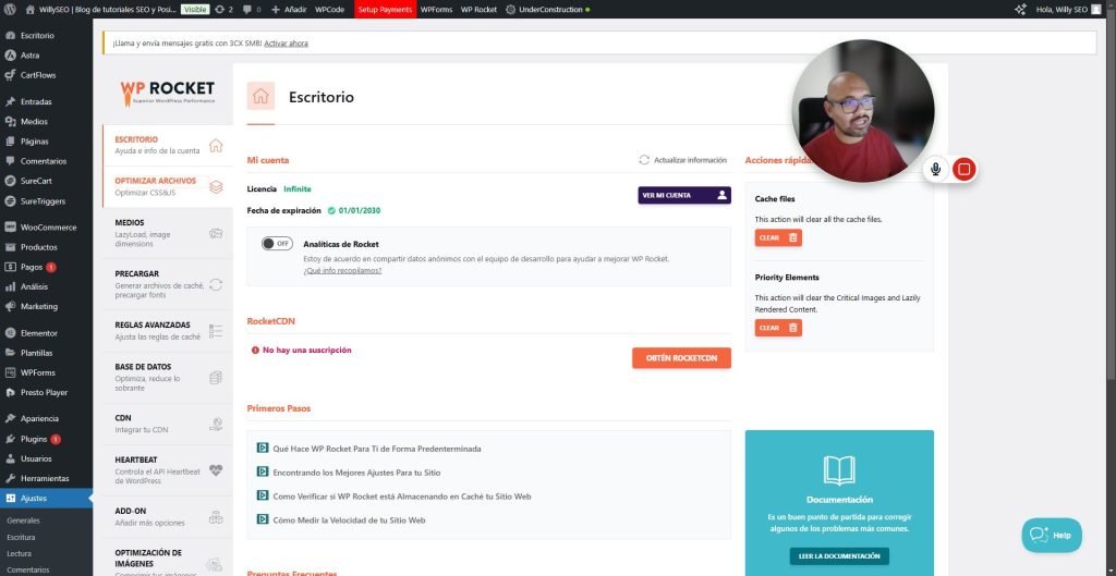 Optimizacion de la cache con WP Rocket para acelerar tu web