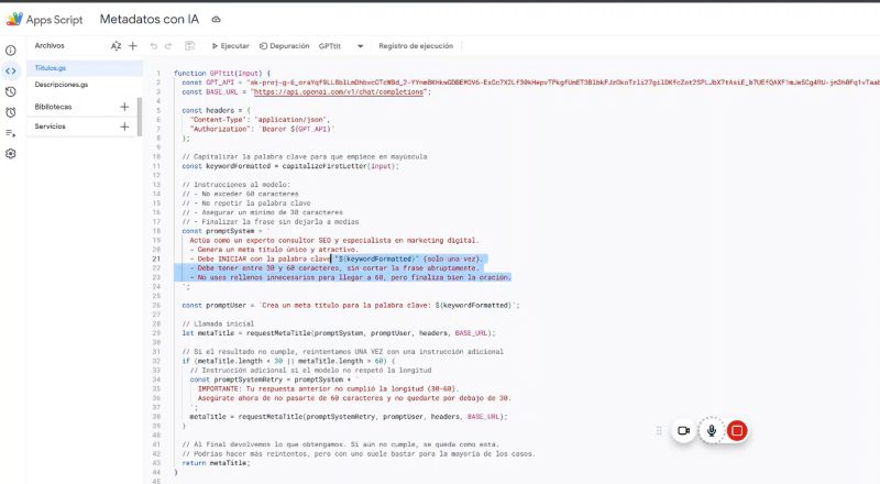 Generación Automática de Metatítulos y Metadescripciones en Bulk con IA